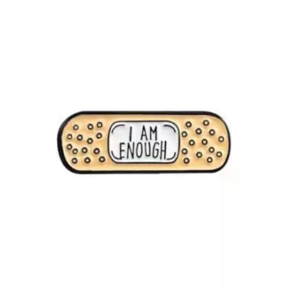 🎉 New I Am Enough Band-aid Mental Health Enamel Pin - Picture 3 of 7